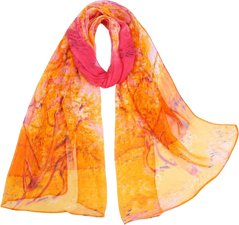 E-Clover Herebuy - Unique Women's Floral Scarves: Chiffon Flowers & Birds Printed Scarf - Image 1